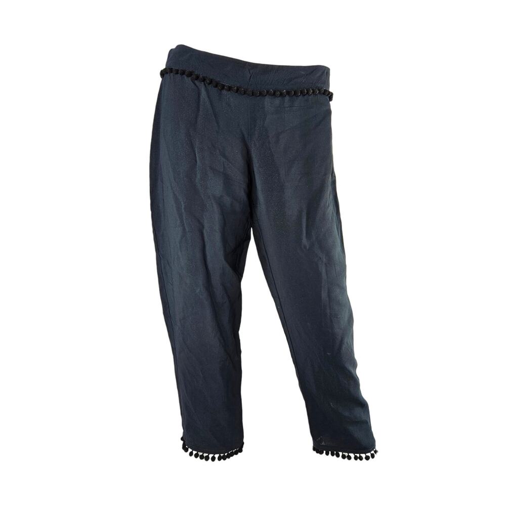 Vintage Blumarine Pants Pom Pom Trim Capris Black - Size S
